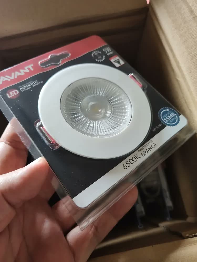 foto de Kit 10 Spot Led Redondo Embutir 5w Avant Teto Gesso Cor Branco-Frio 6500K
