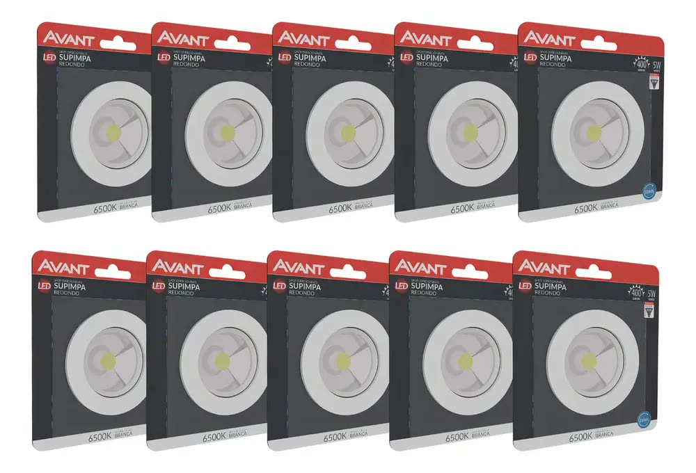 foto de Kit 10 Spot Led Redondo Embutir 5w Avant Teto Gesso Cor Branco-Frio 6500K