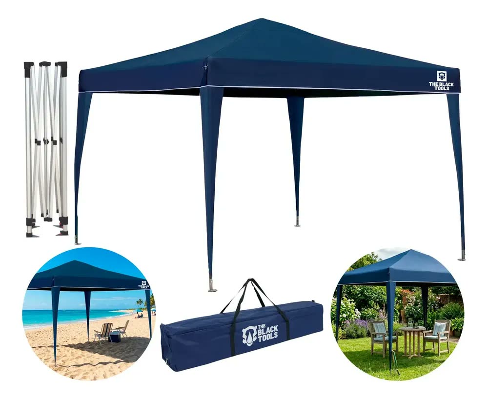 foto de Tenda gazebo The Black Tools 3m x 3m cor azul impermeável Btg300