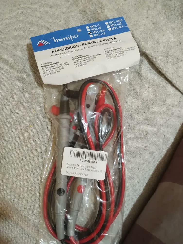 foto de Ponta de Prova Minipa MTL-7A para Multímetro Banana 4mm 1000V