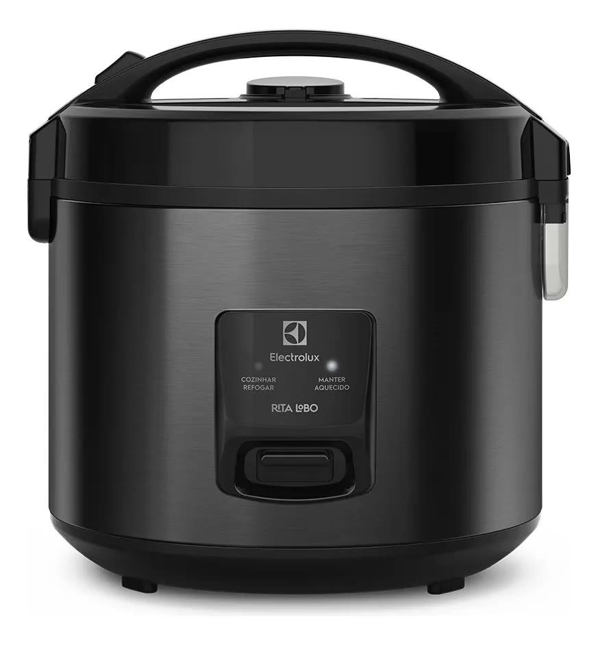 Panela Elétrica Electrolux vapor arroz capacidade 3,5L 10 Xícaras 2 em 1 timer panela removível antiaderente tampa com visor transparente ERC30 preto por Rita Lobo​