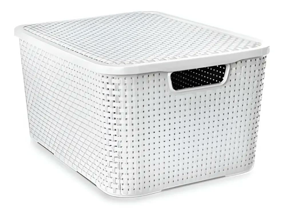 Caixa Organizadora Rattan Branca 15 Litros Arqplast