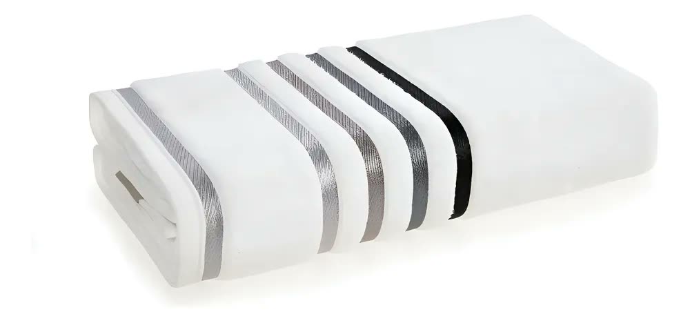 Toalha De Banho Karsten Lumina Fio Penteado Algodão 70x140 Lumina Cinza E Branco