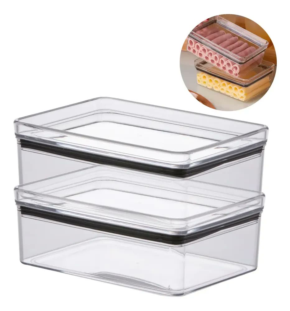 Kit 2 Potes Porta Frios 770ml Hermético Transparente