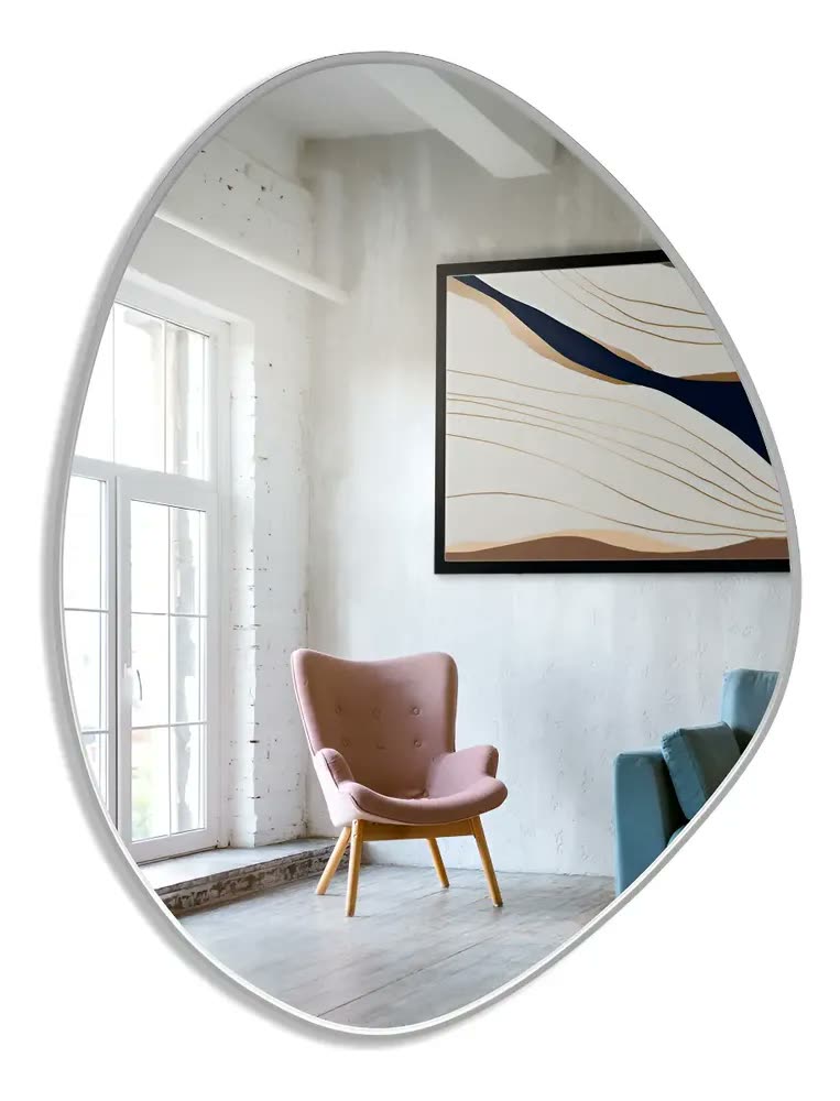 Espelho orgânico de parede Mirror Store Orgánico do 60cm x 42cm com 60cm de diâmetro quadro gelo
