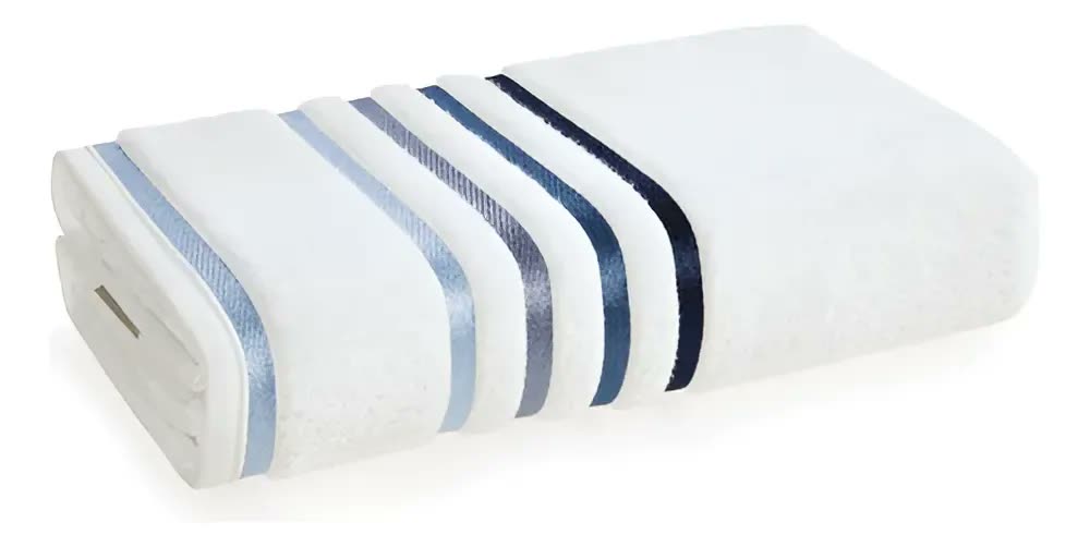 foto de Toalha Banho Lumina Fio Penteado Branco E Azul Karsten