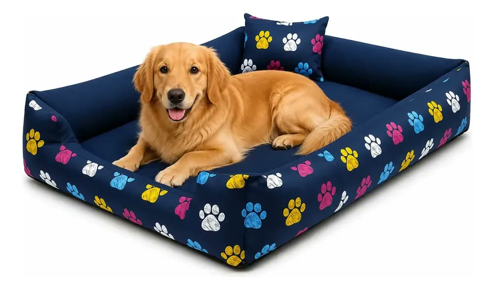 Cama cachorro grande porte Border Collie Bulldog Inglês raças com até 28 kg Gv Enxovais Azul Marinho 70x80cm Desmontável e Lavável