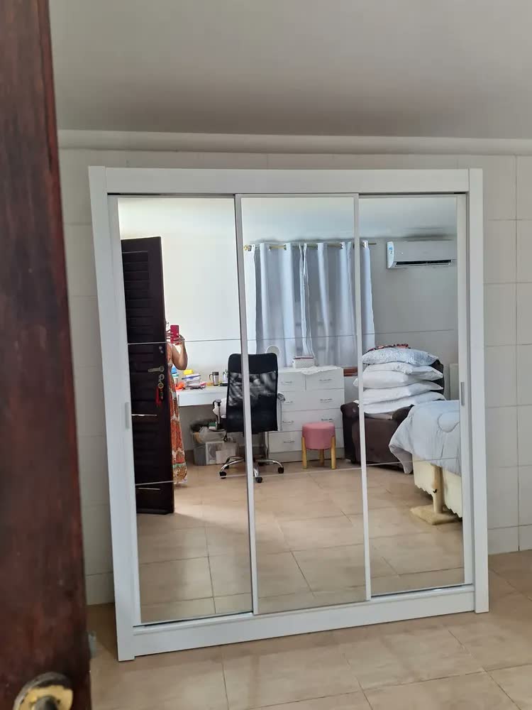 foto de Guarda Roupa Casal Mônaco Madesa 3 Portas Correr De Espelho Cor Rustic
