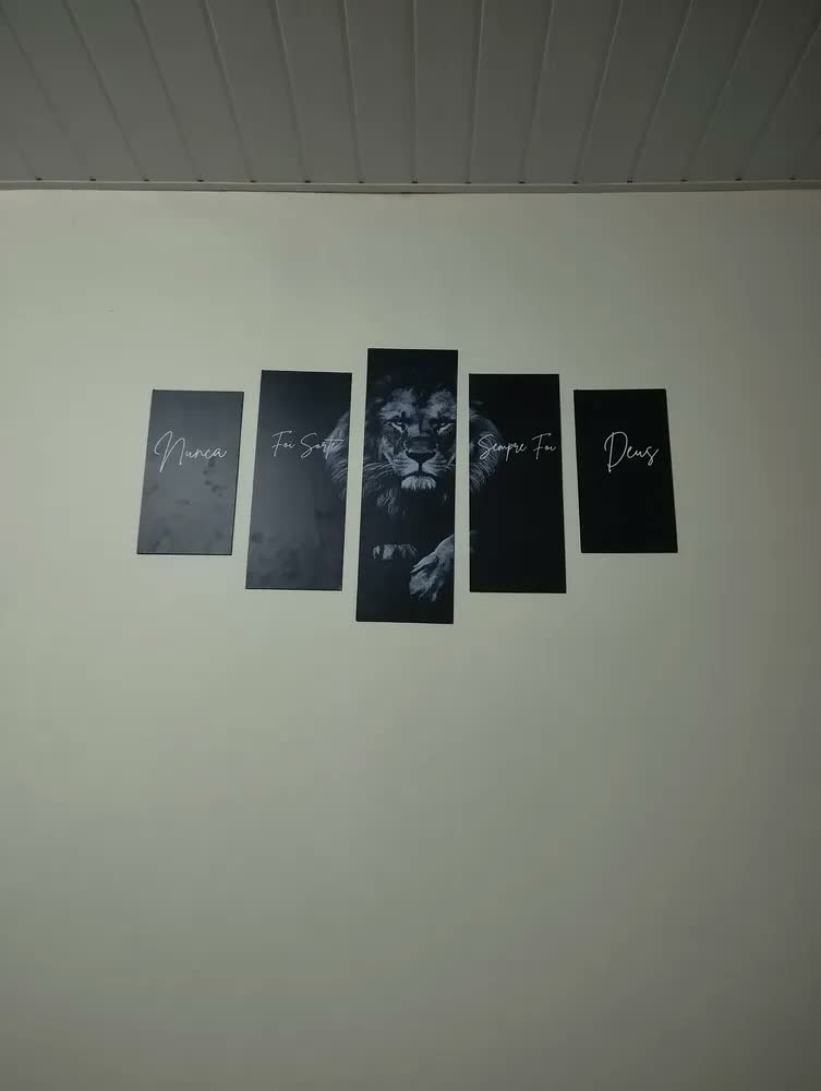 foto de Quadro Decorativo Leão Nunca Foi Sorte Frases Sala Quarto