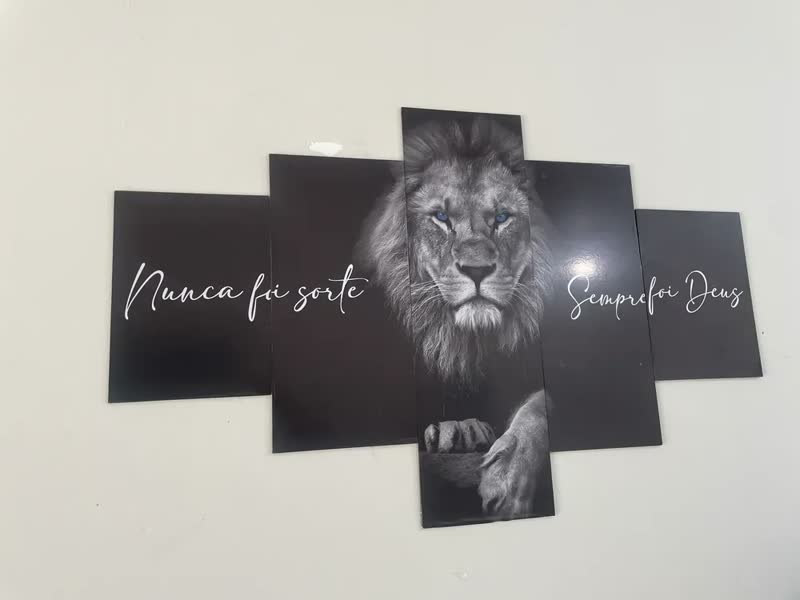 foto de Quadro Decorativo Leão Nunca Foi Sorte Frases Sala Quarto