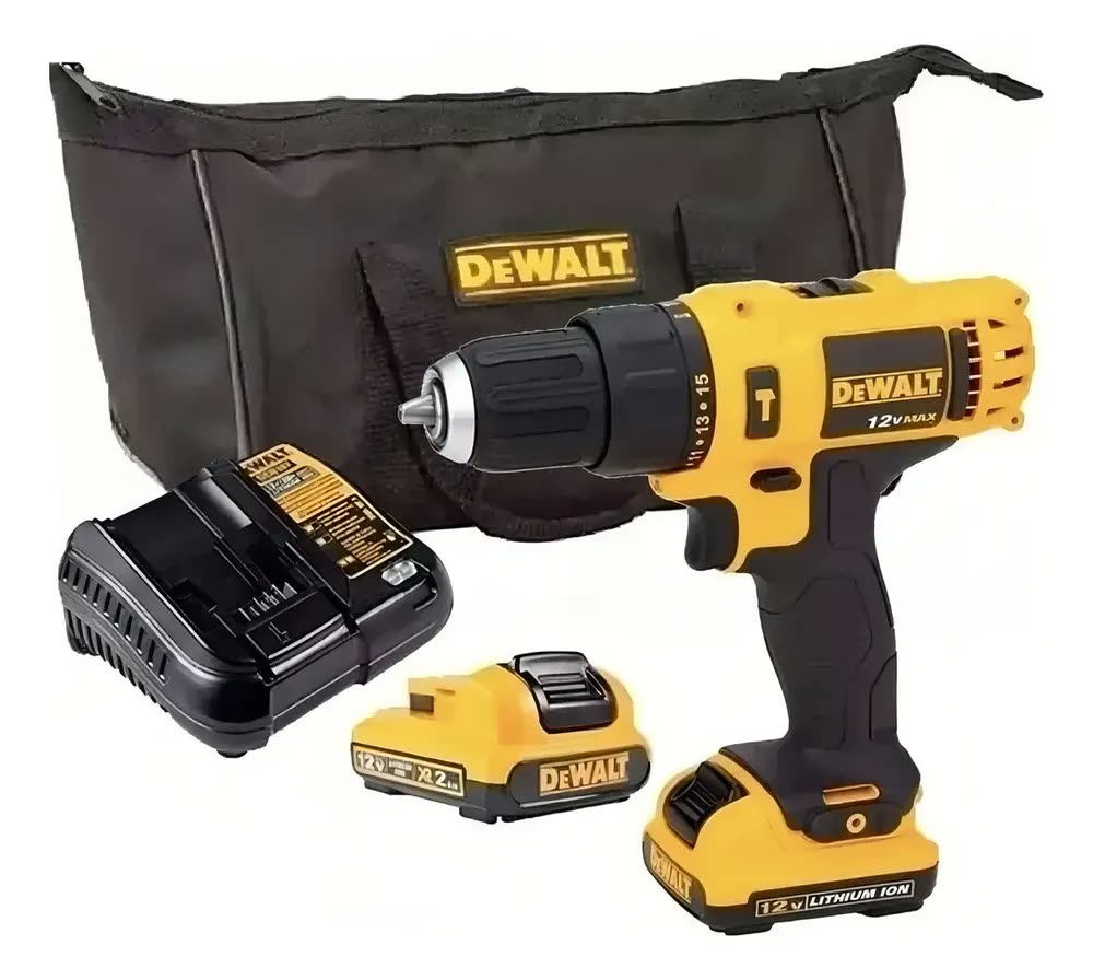 Dewalt Impact Driver Drill 12v DCD716d2 2 baterias Cor Amarelo