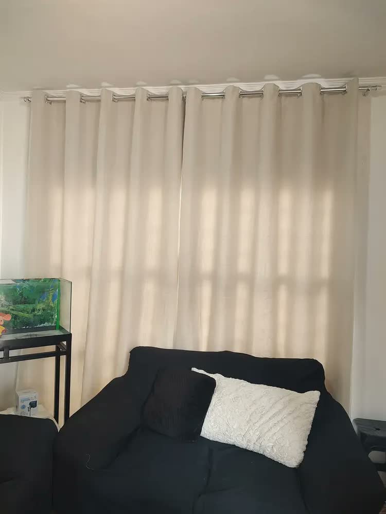 foto de Cortina de Blackout com Voil Liso para varão simples - 4,00 x 2,70