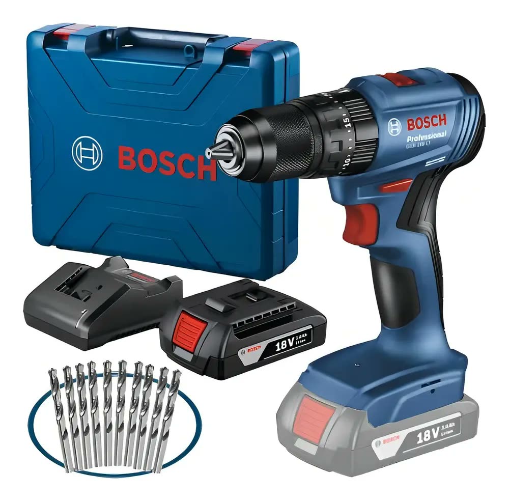 foto de Parafusadeira Furadeira Impacto Gsb185-li Bosch + Brocas Cor Azul