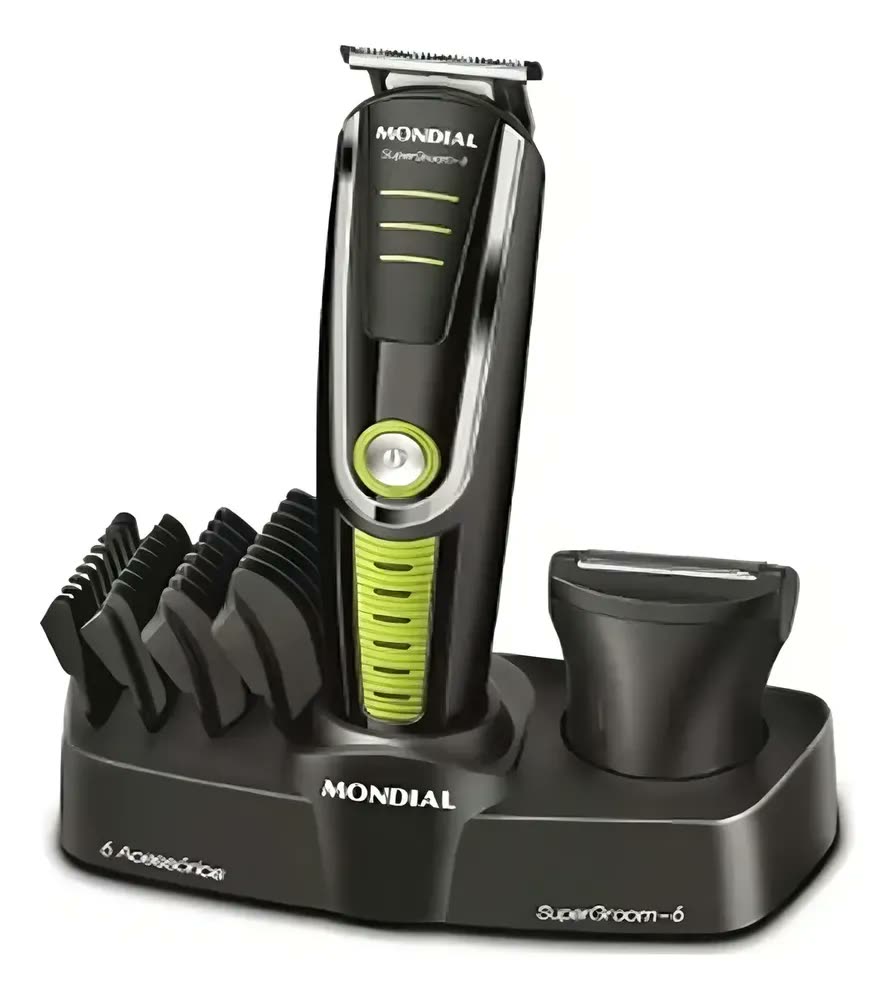 Aparador de Pelos Mondial Super Groom 6 BG-04 Recarregável com Acessórios