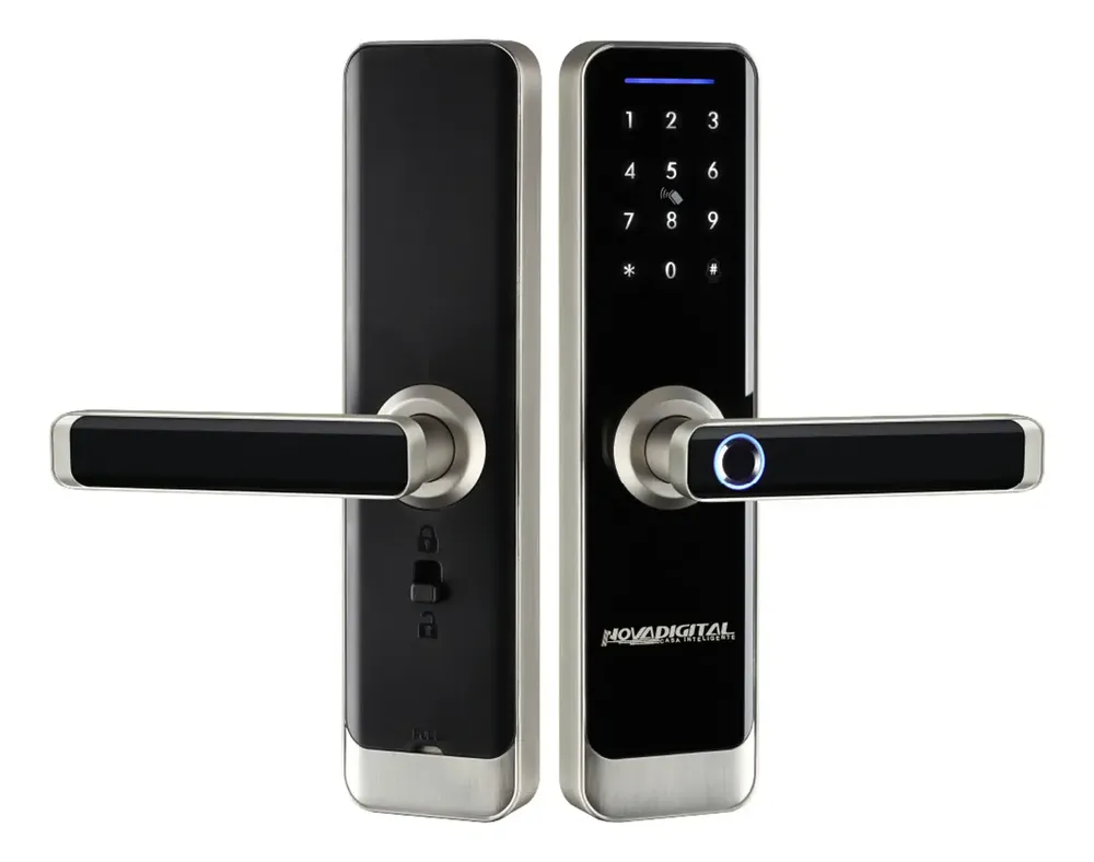Fechadura Eletrônica Inteligente Wifi Novadigital Biometria Digital App Senha Cartão Magnético Touch Automação Tuya Smart Life Preta