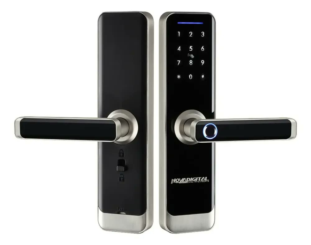 Fechadura Eletrônica Inteligente Wifi Novadigital Biometria Digital App Senha Cartão Magnético Touch Automação Tuya Smart Life Preta