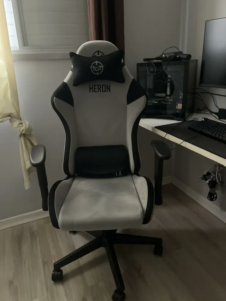 foto de Cadeira Gamer TGT Heron TX Tecido, Preto e Cinza, TGT-HRTX-FB01