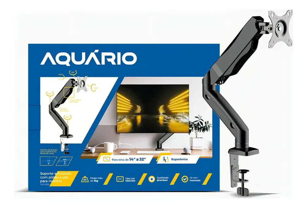 foto de Suporte De Mesa Com Pistão A Gás 14 À 32'' Aquário Sim-2000 Cor Preto