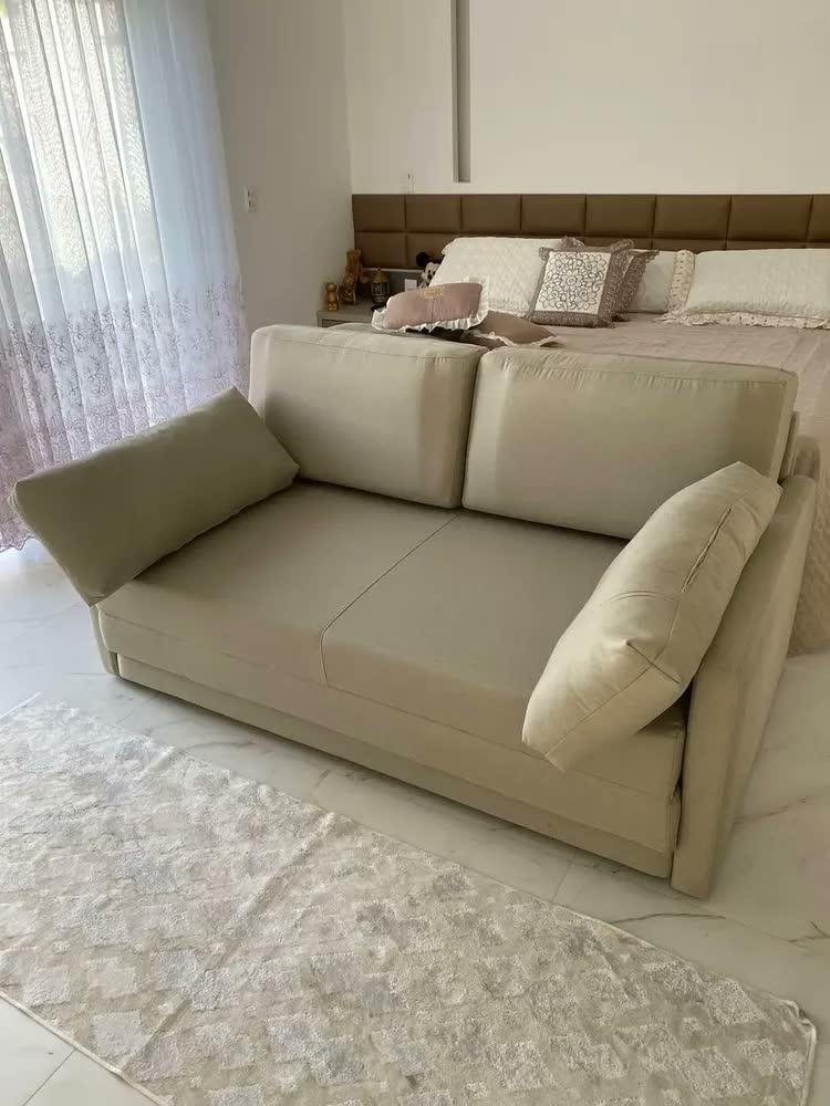 foto de Sofá modular Herval Premium Aurora de 3 cuerpos tela linho color bege