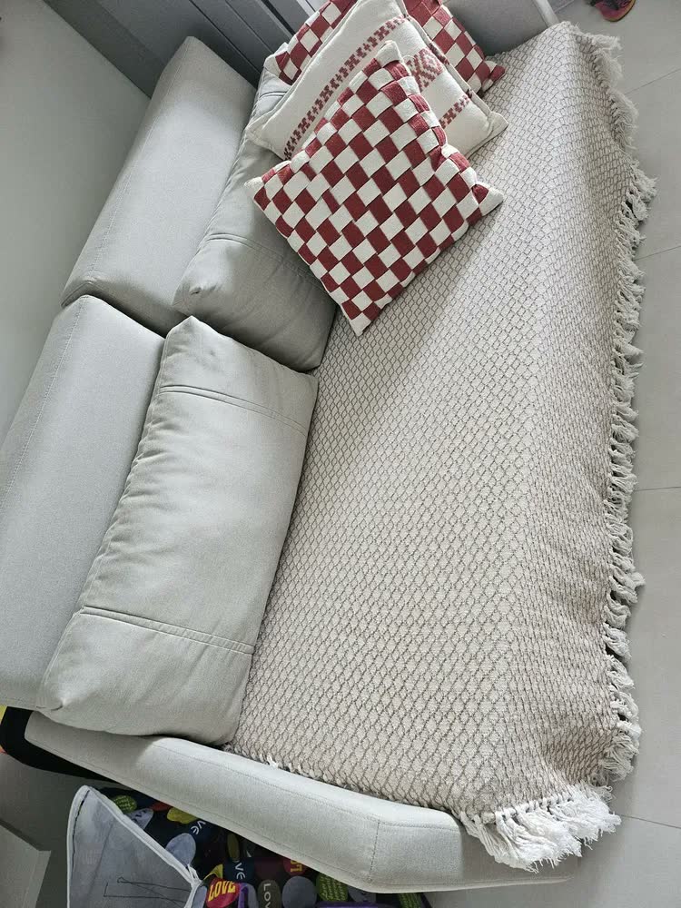 foto de Sofá modular Herval Premium Aurora de 3 cuerpos tela linho color bege