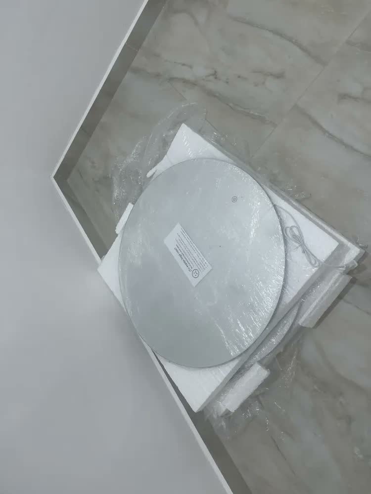 foto de Espelho Redondo Iluminado Com Led Quente 80cm Cor da moldura Sem Moldura