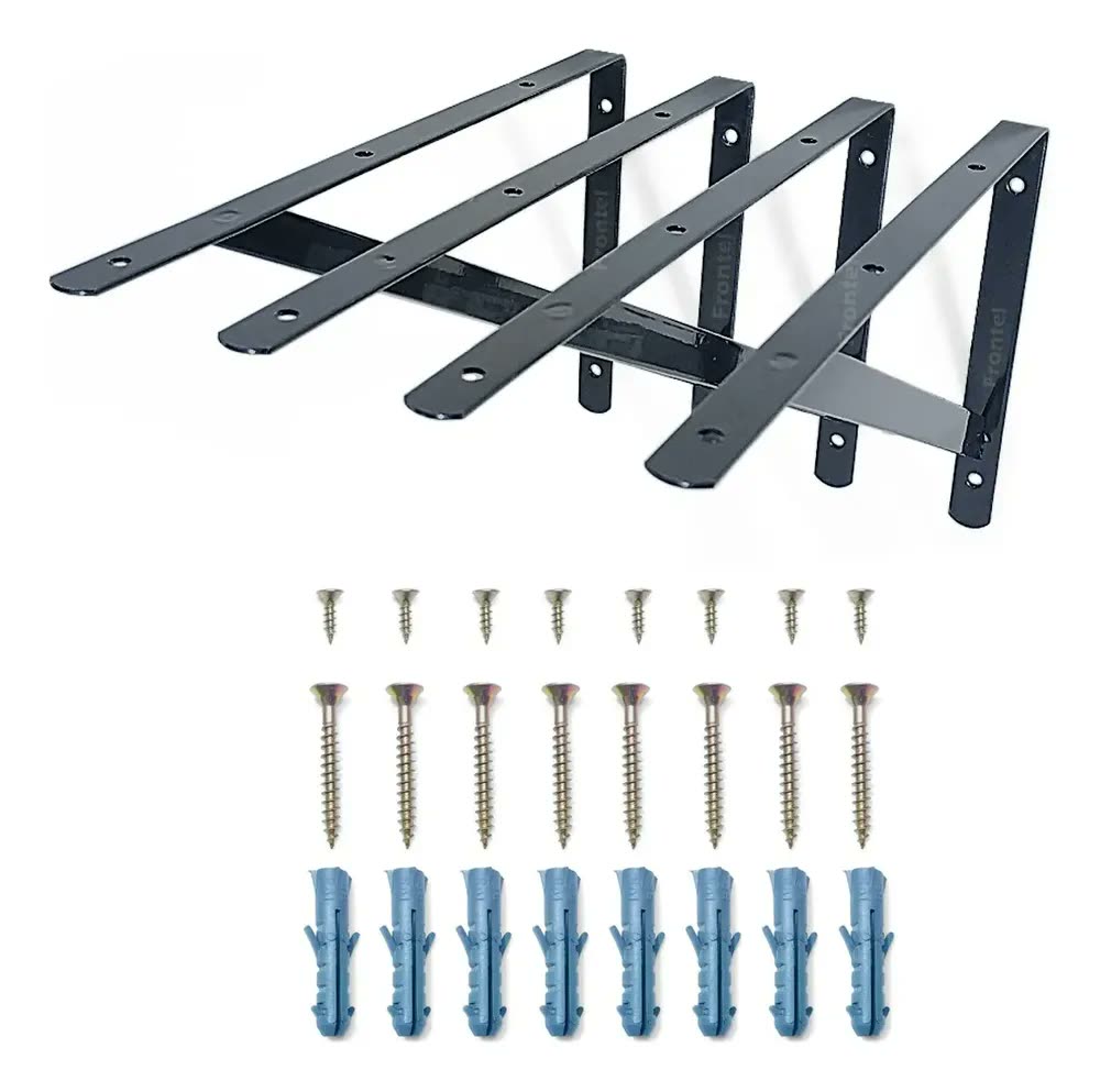 4x Mão Francesa 30cm Acompanha Kit De Parafuso E Bucha Preta