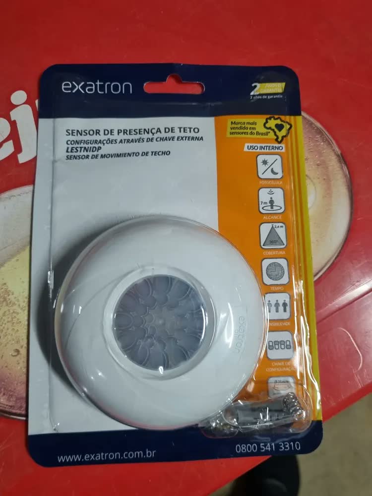 foto de Sensor de Presença Exatron Teto SPTONI Redondo Branco 360° 7m Fotocélula