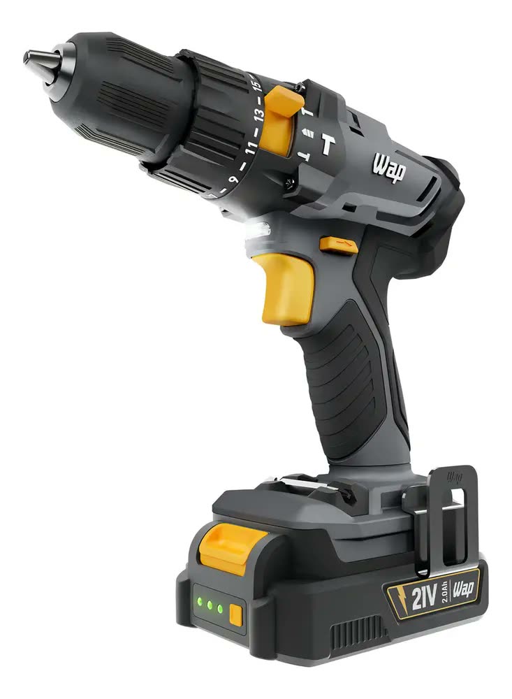 Parafusadeira e Furadeira de Impacto a Bateria WAP K21 ID01 com Luz de LED