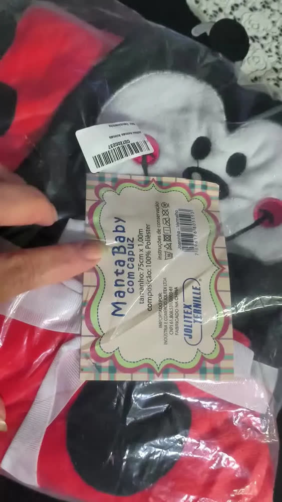 foto de Cobertor manta bebê com capuz abelha microfibra Jolitex 75cm