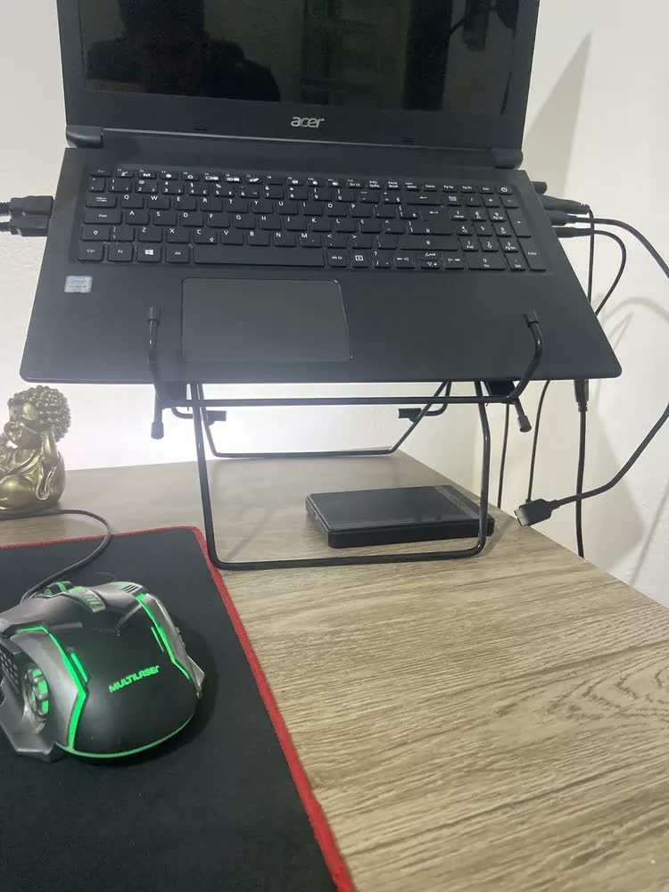 foto de Suporte Ajustável Para Notebook Preto Digitador Merki Ergonômico NR-17