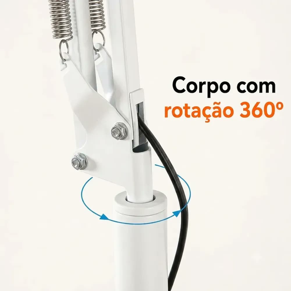 Luminária De Piso Dapon FL0WH-EU Abajur Articulada Pedestal De Chão Cor Branca