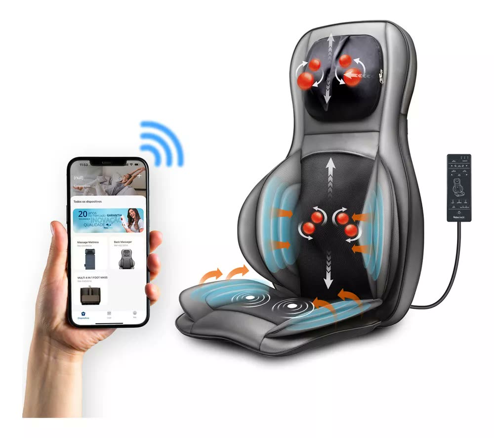 foto de Assento Massageador Shiatsu Compressão Aquece 3d Relaxmedic