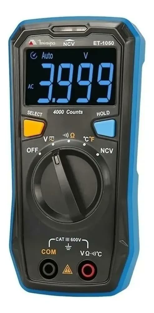 Multímetro Digital Minipa ET-1050 CAT III 600V com NCV e Temperatura