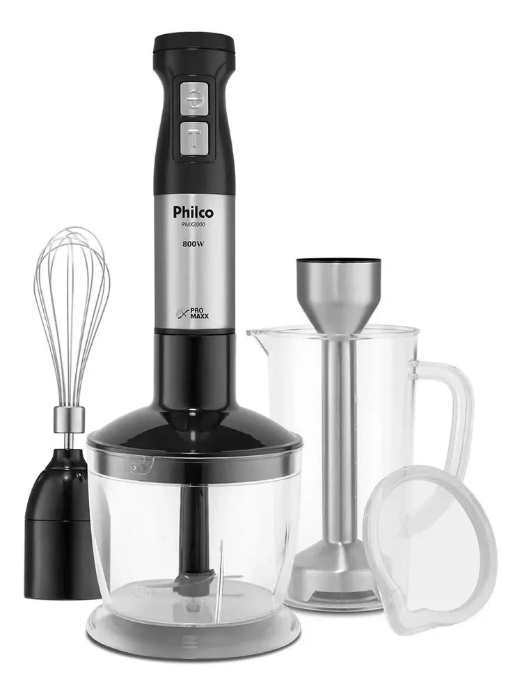 Mixer Philco Pmx2000 3 Em 1 Inox 800w Inox Preto - Processador, Batedor e Liquidificador