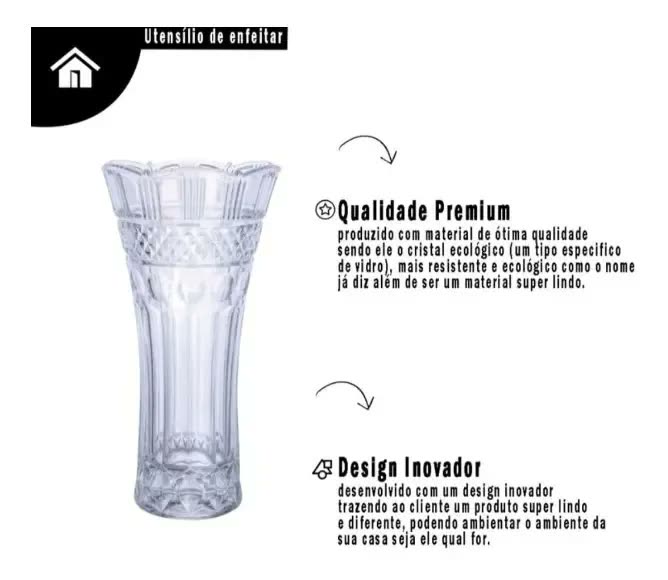 Vaso De Vidro Rong Shan 18x10cm De Ø Na Caixa Cor Transparente