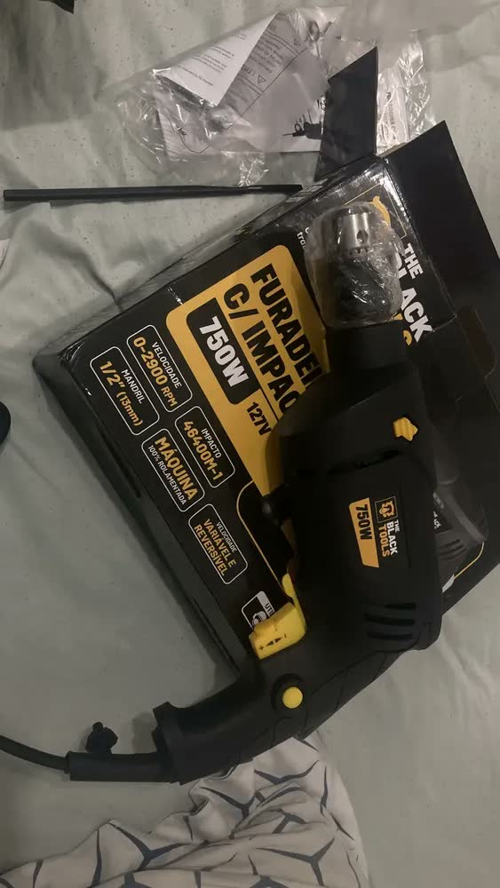 foto de Furadeira De Impacto Profissional 1/2 Pol 13mm 750w Tbf750 Função Reversa Controle de Velocidade 220V The Black Tools