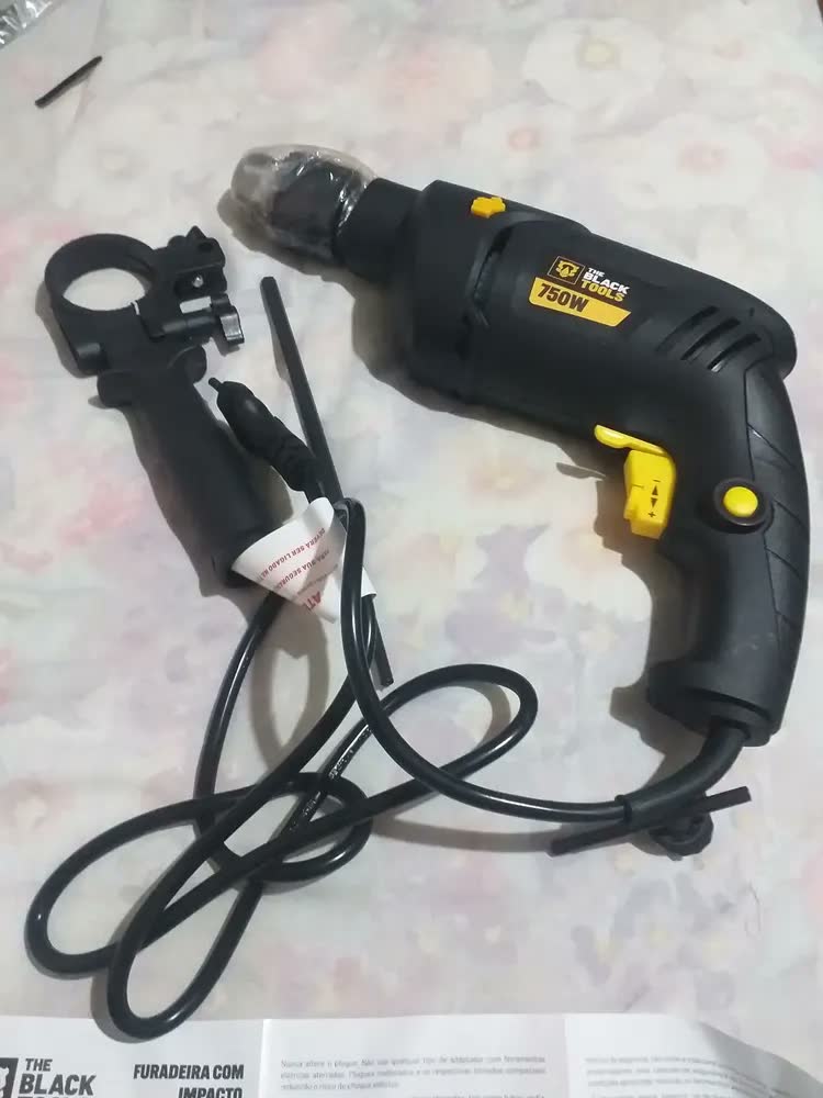 foto de Furadeira De Impacto Profissional 1/2 Pol 13mm 750w Tbf750 Função Reversa Controle de Velocidade 220V The Black Tools