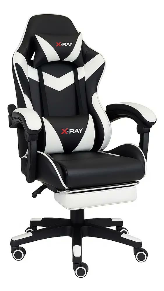 foto de Cadeira Gamer Profissional Reclinável Apoio De Pés X-ray branco
