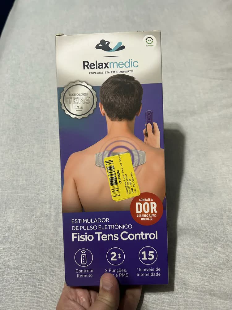 foto de Massageador Portátil Fisio Tens Control Anvisa Eletrochoque Cor Cinza