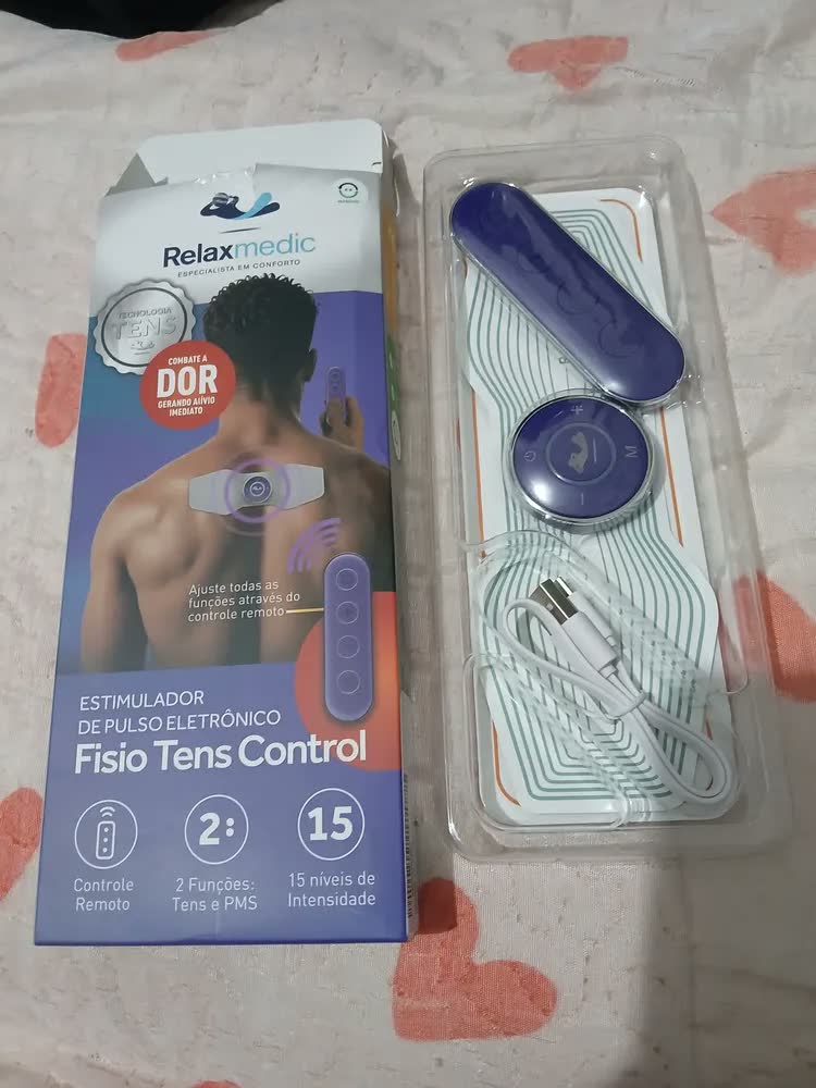foto de Massageador Portátil Fisio Tens Control Anvisa Eletrochoque Cor Cinza