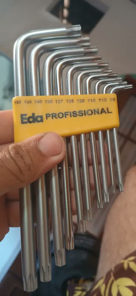 foto de Jogo Chave Torx L Aço Eda 10 Peças T9 a T50 Longa Amarelo