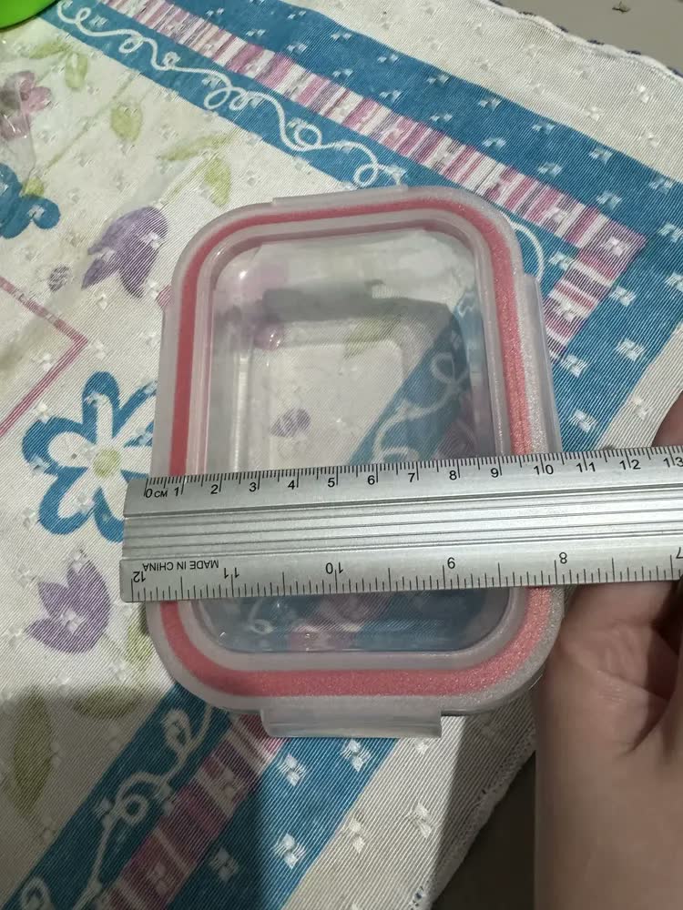 foto de Kit 10 Potes Vidro Hermético Retangular Marmita 370ml Freezer Vermelho U4home