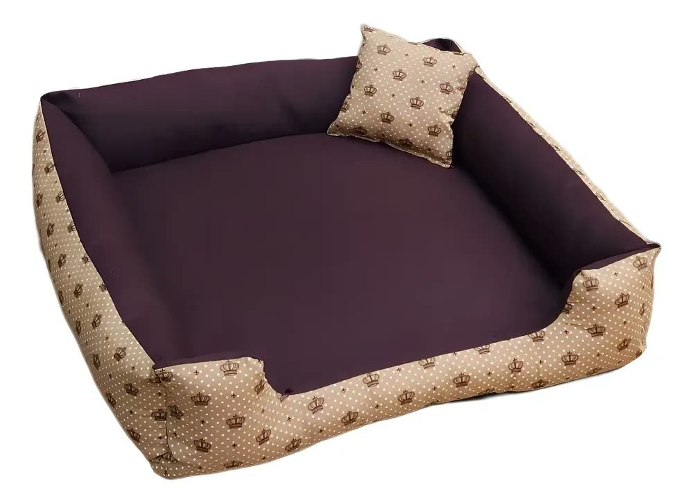 Cama Para Cachorro Grande 70x70 Marrom Coroa Gv Enxovais Lavável