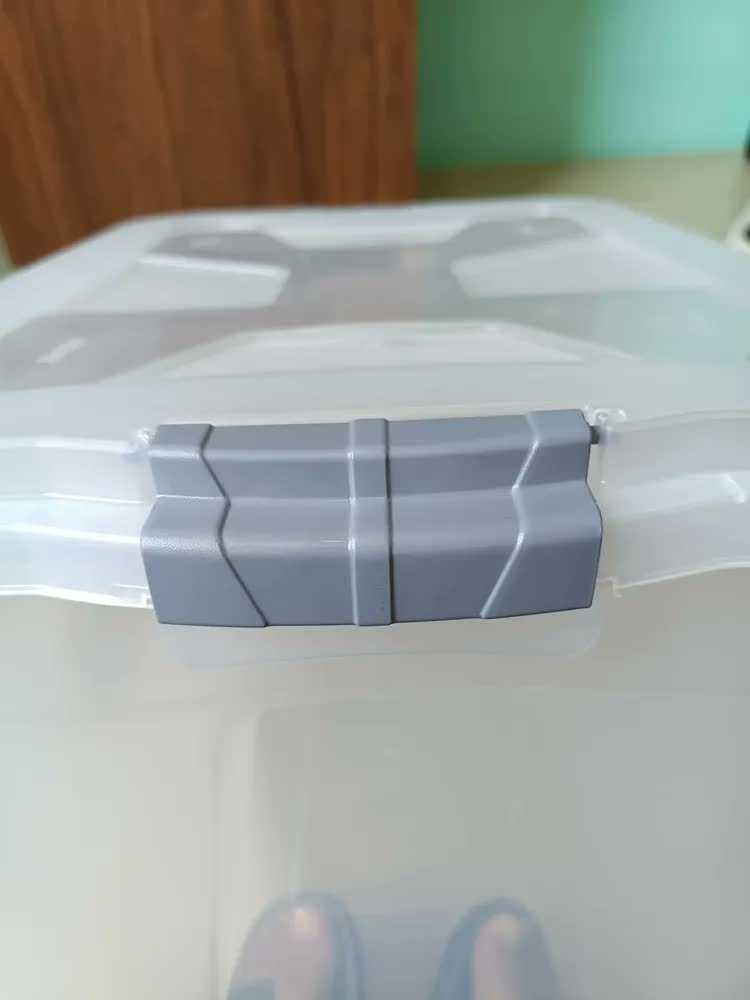 foto de Caixa Organizadora Plástica Transparente Uninjet 56 Litros Com Tampa