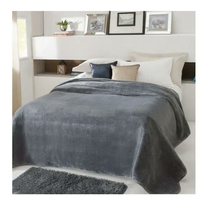 Cobertor Jolitex Ternille Kyor Kyör plus casal cor cinza com design liso de 220cm x 180cm