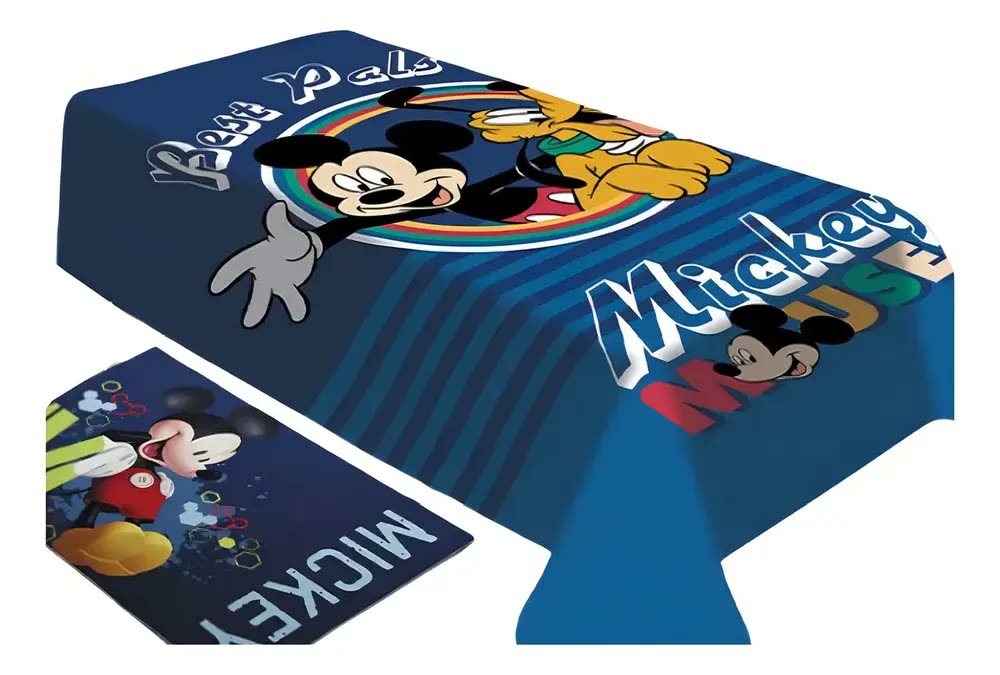 Cobertor Solteiro Azul Jolitex Ternille Mickey 100% Poliéster