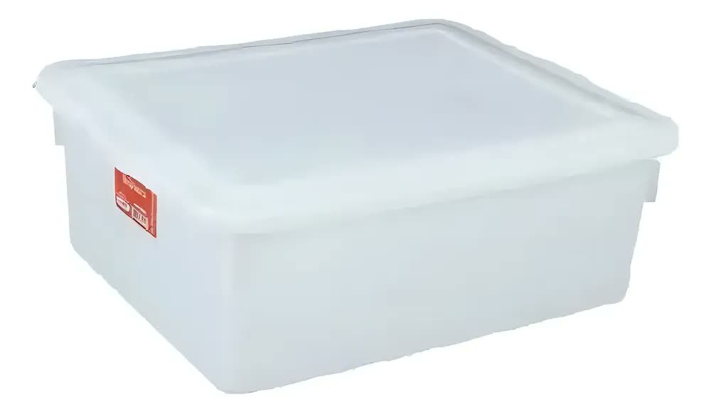 Kit 2 Caixas Organizadoras Plástico Tampa Branca 16,5L Pleion