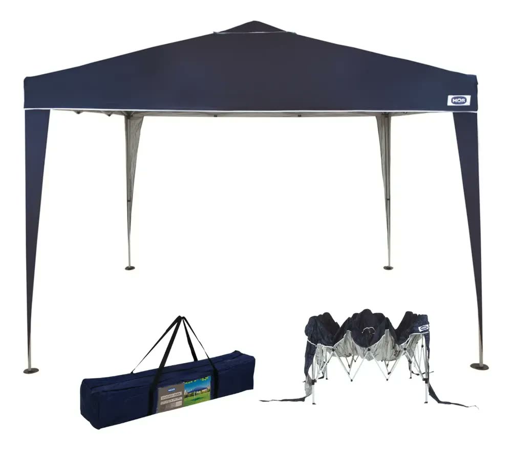 foto de Tenda Sanfonada Gazebo 3x3m Barraca Ar Livre - X-Flex Oxford Azul Mor