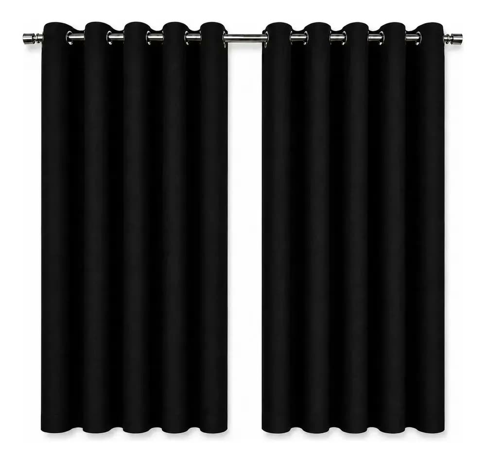 Cortina Blackout Em Tecido 2,80X1,80 Corta Luz 100% Cor Preto