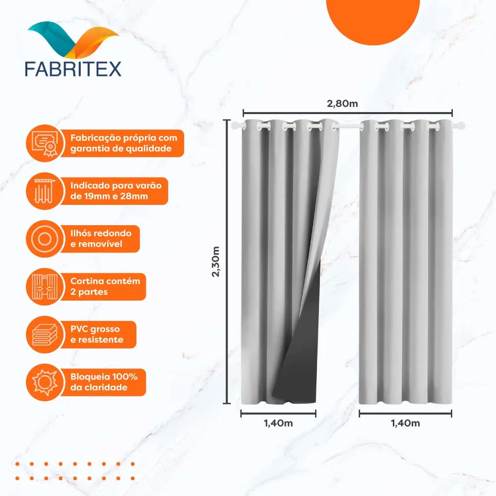 Cortina Blackout Corta Luz Blecaute 2,80 X 2,30 Sala/quarto Fabritex Enxovais Cor Branco